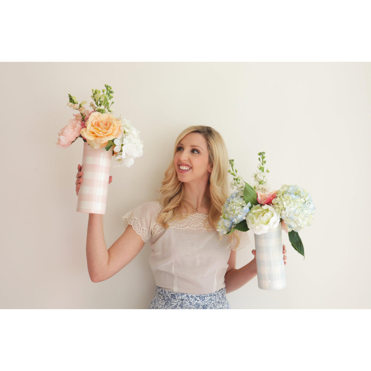 Gingham Column Vase