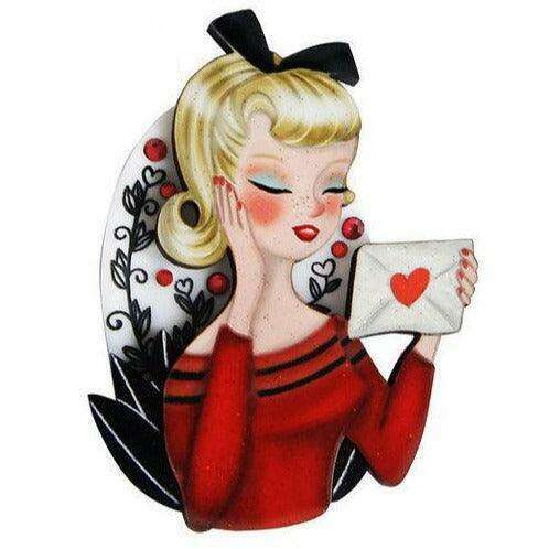 a cartoon of a woman holding a letter