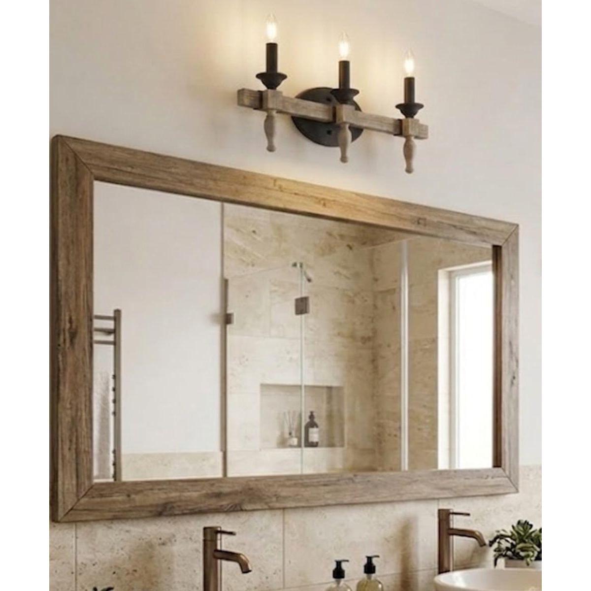 Glenwood 21"W 3-Light Aged Bronze and Distressed Oak Finish Bathroom Vanity Light Fixture