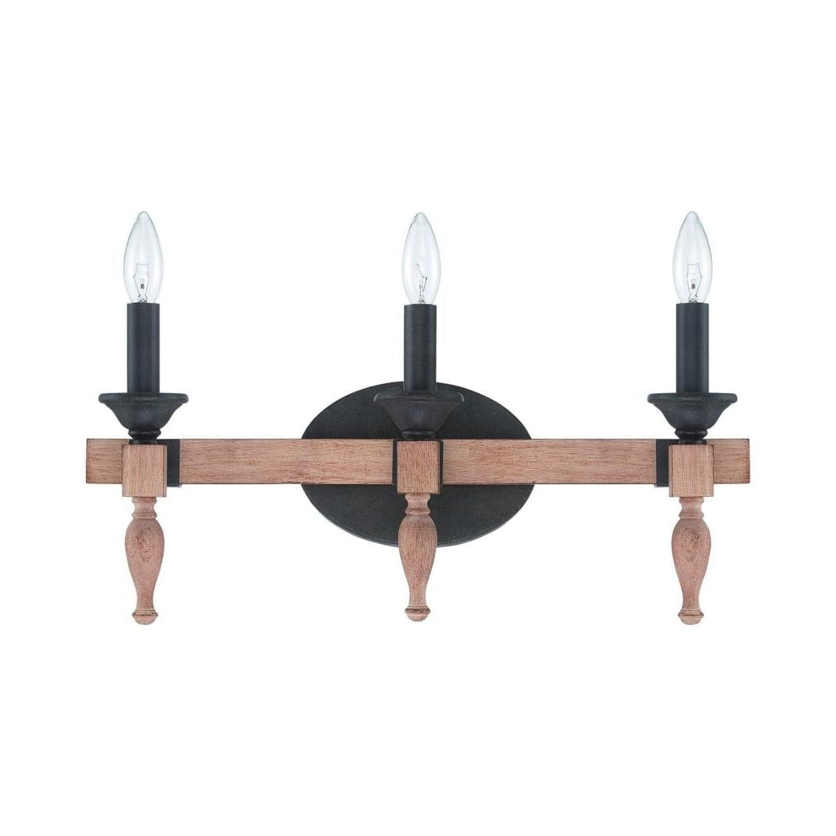 Glenwood 21"W 3-Light Aged Bronze and Distressed Oak Finish Bathroom Vanity Light Fixture