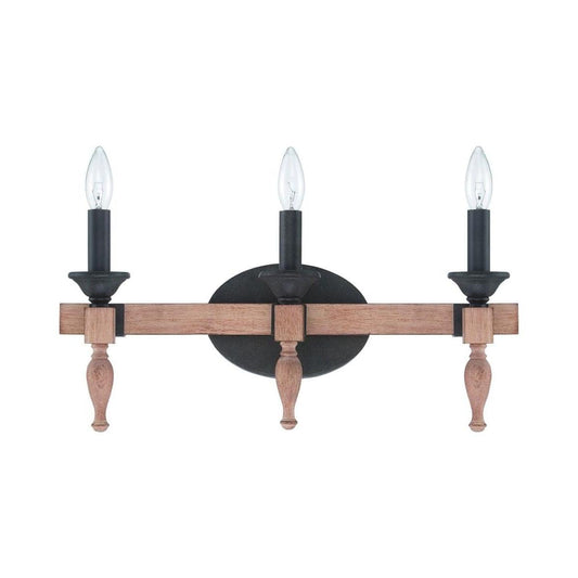 Glenwood 21"W 3-Light Aged Bronze and Distressed Oak Finish Bathroom Vanity Light Fixture