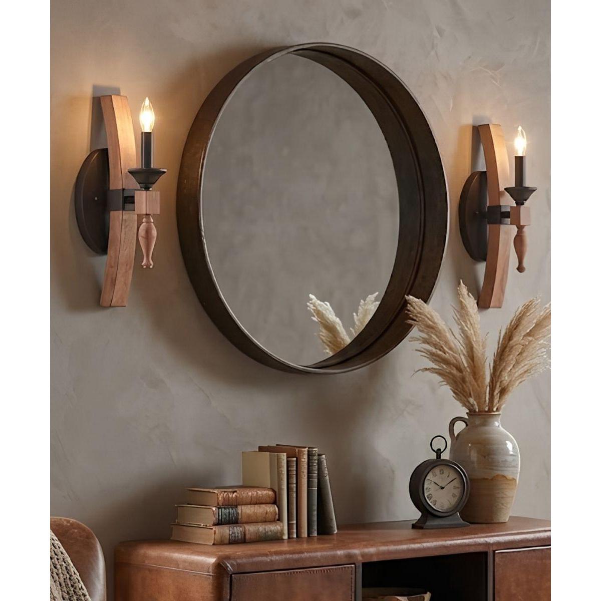 Glenwood 5"W 1-Light Aged Bronze and Distressed Oak Finish Wall Sconce Light Fixture