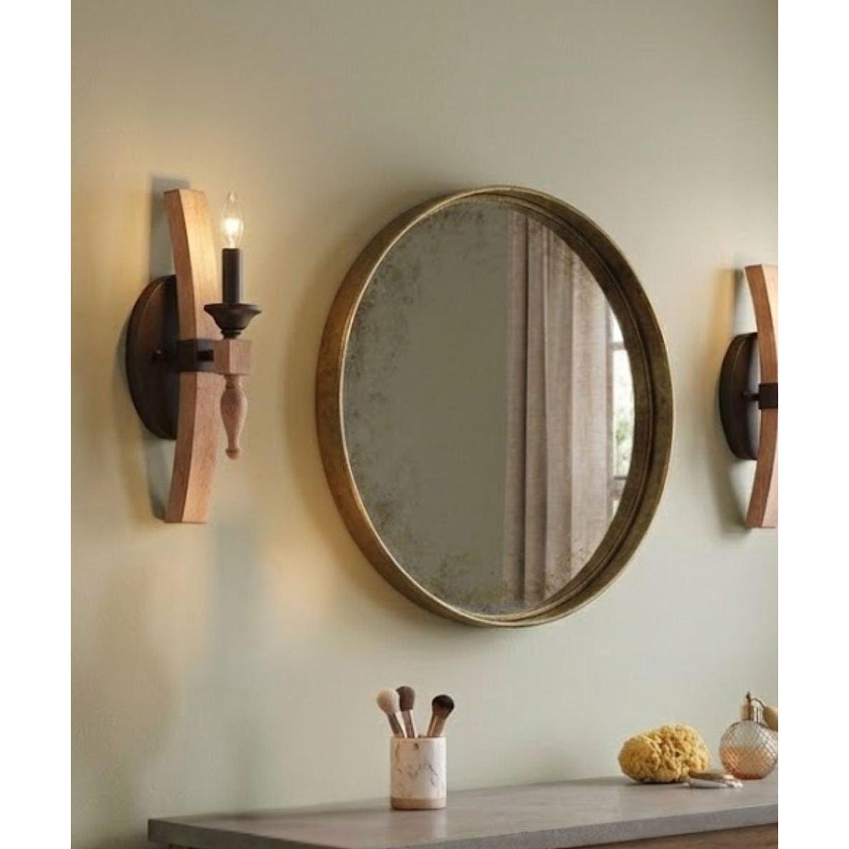 Glenwood 5"W 1-Light Aged Bronze and Distressed Oak Finish Wall Sconce Light Fixture