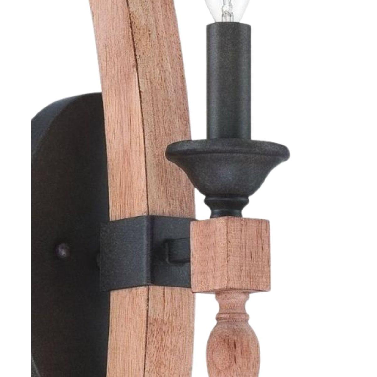 Glenwood 5"W 1-Light Aged Bronze and Distressed Oak Finish Wall Sconce Light Fixture