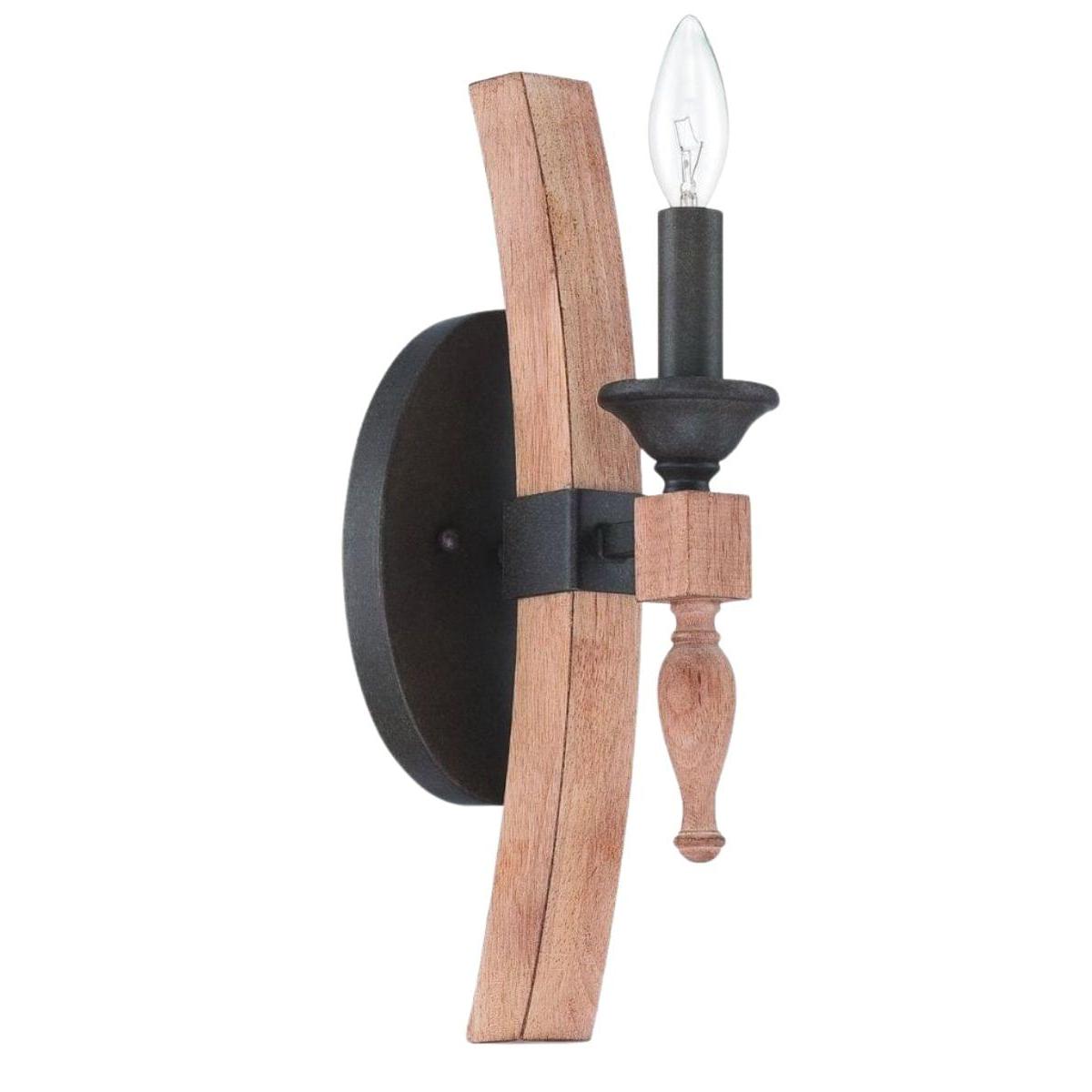 Glenwood 5"W 1-Light Aged Bronze and Distressed Oak Finish Wall Sconce Light Fixture