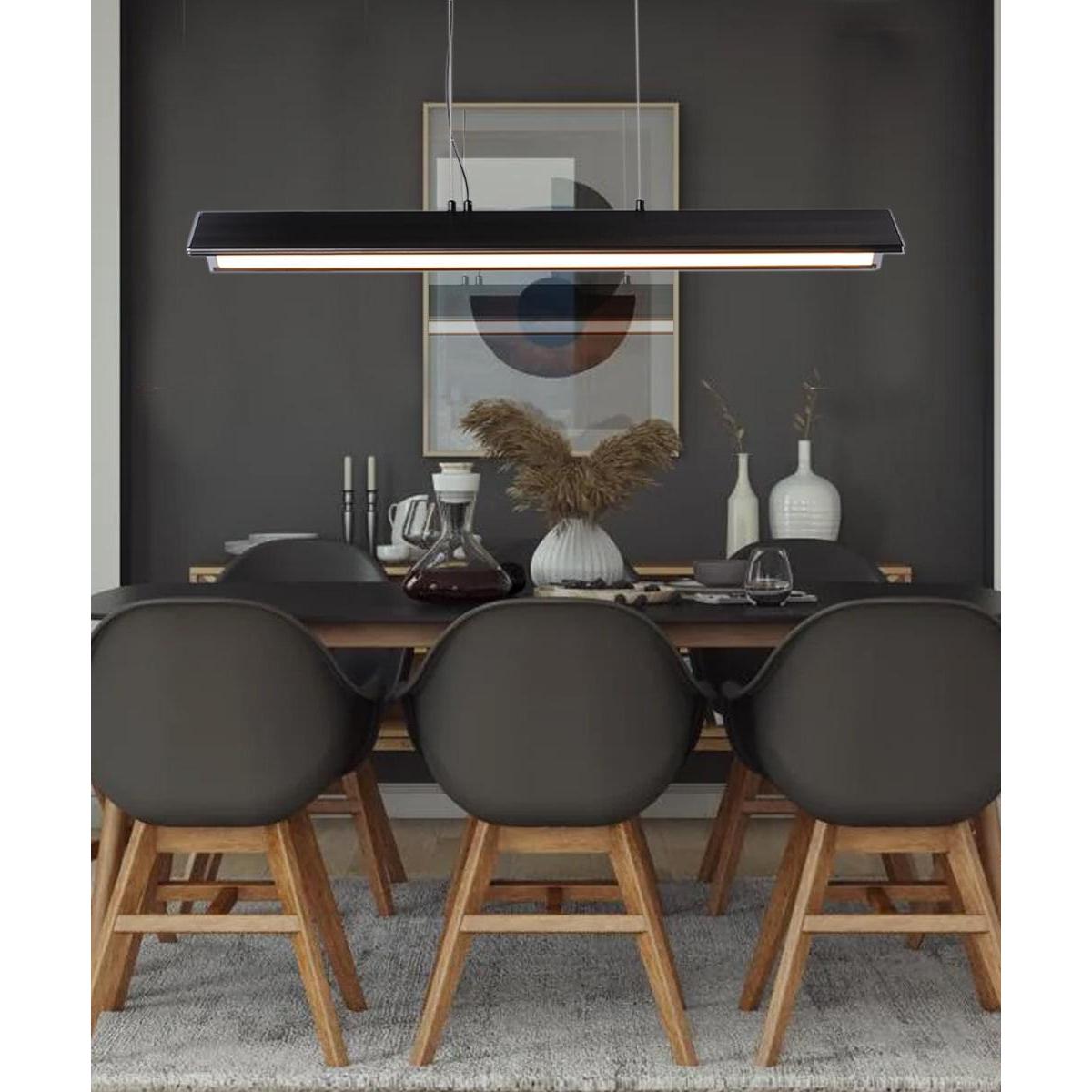 Glider 36"L 1-Light LED Island Light Light Fixture Black and Polished Chrome Finish by ET2