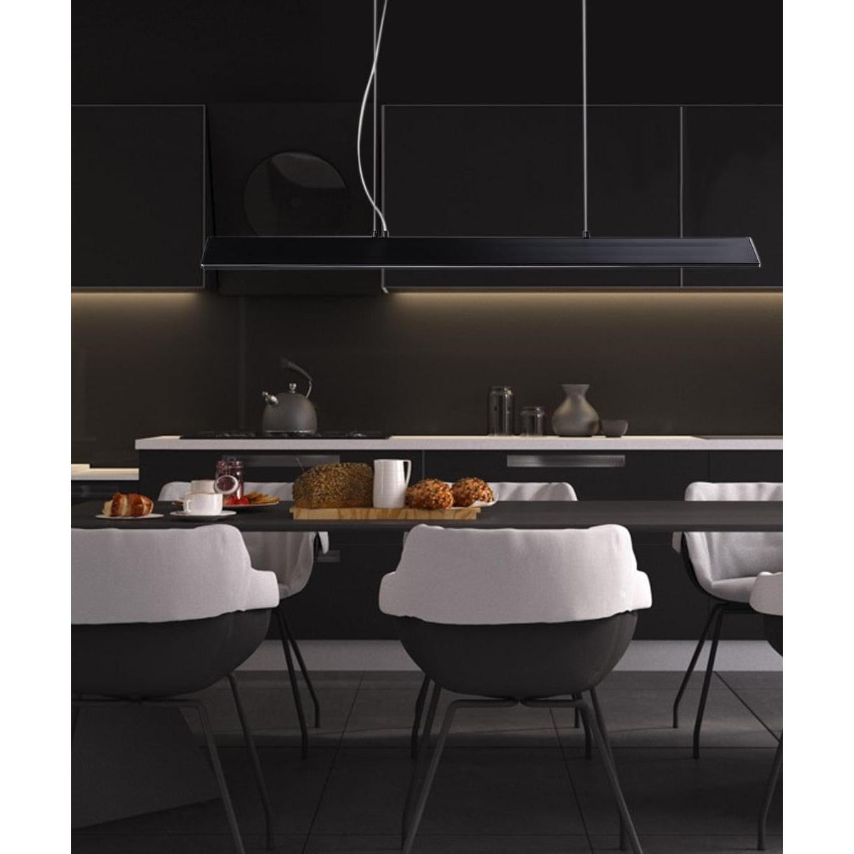 Glider 46"L 1-Light LED Island Light Light Fixture Black and Polished Chrome Finish by ET2