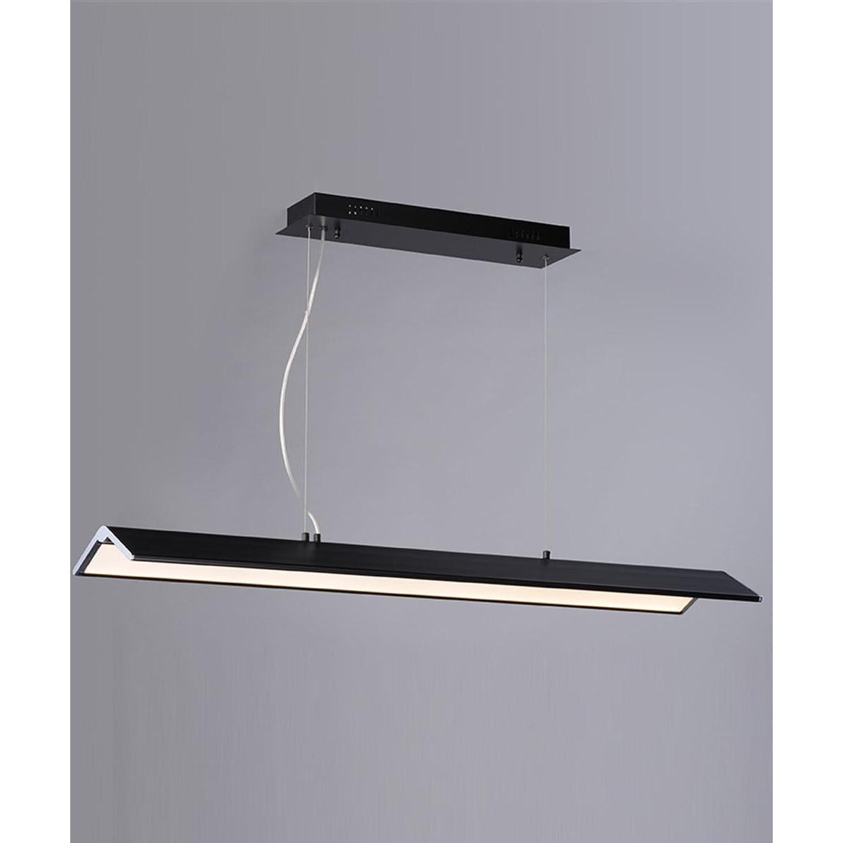 Glider 46"L 1-Light LED Island Light Light Fixture Black and Polished Chrome Finish by ET2
