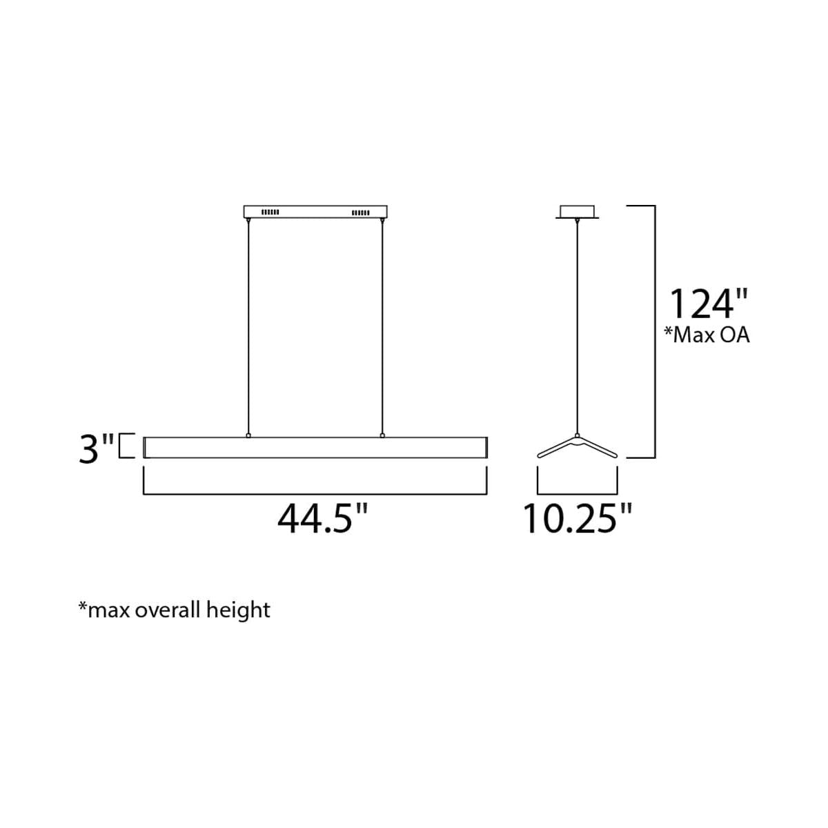 Glider 46"L 1-Light LED Island Light Light Fixture Black and Polished Chrome Finish by ET2