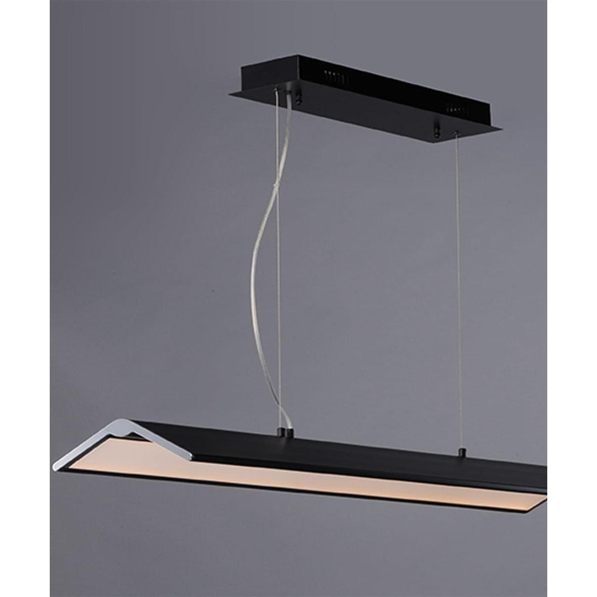 Glider 46"L 1-Light LED Island Light Light Fixture Black and Polished Chrome Finish by ET2
