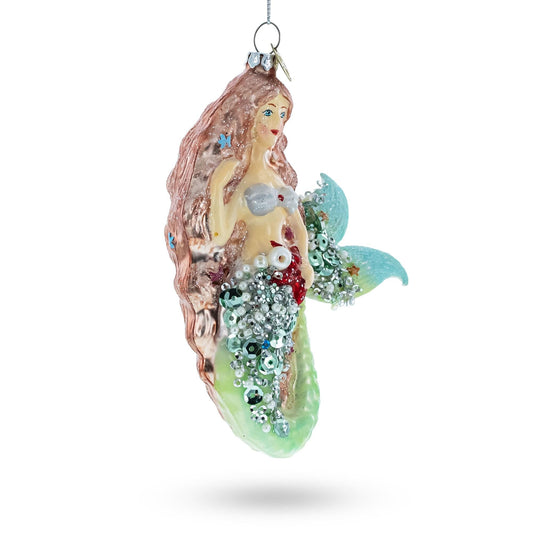 Glimmering Mermaid Glass Christmas Ornament