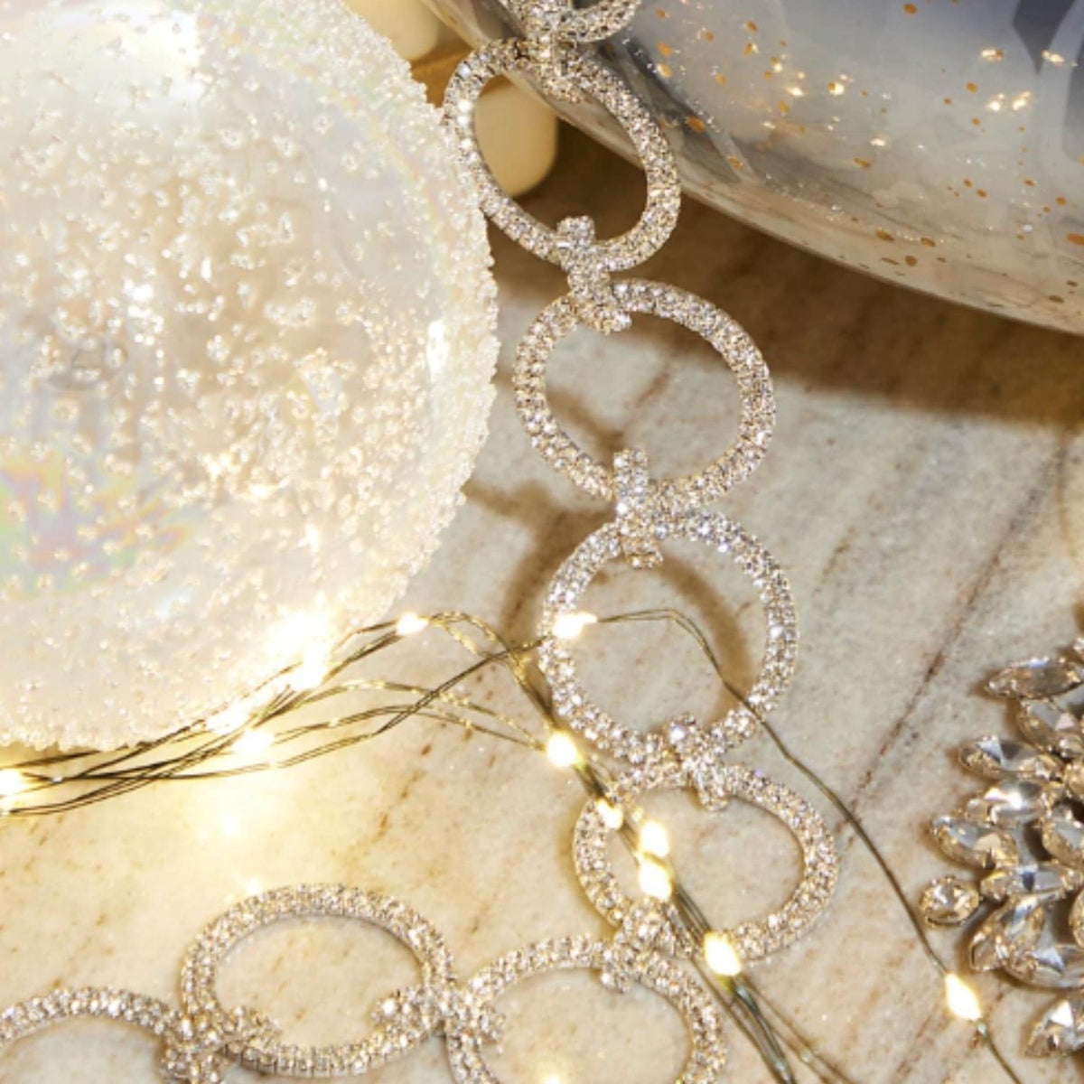 Gold Crystal Circle Christmas Garland, 36"