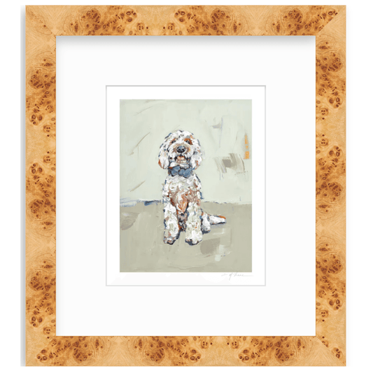 Goldendoodle Blue Bow Fine Art Print