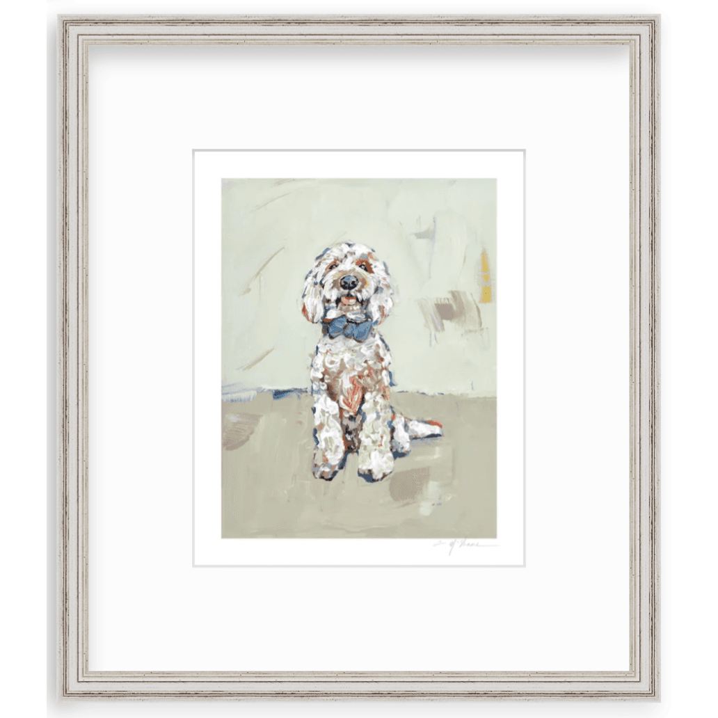 Goldendoodle Blue Bow Fine Art Print