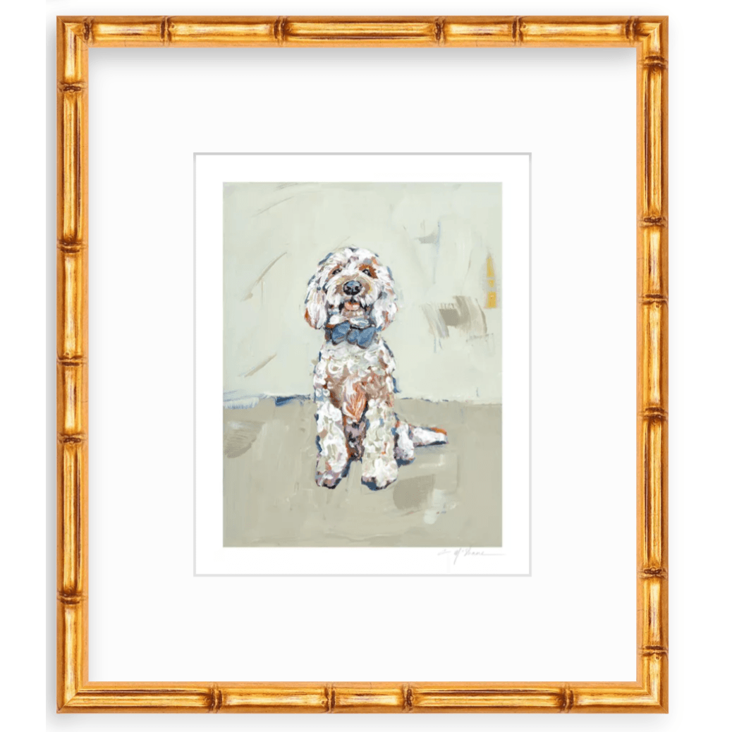 Goldendoodle Blue Bow Fine Art Print