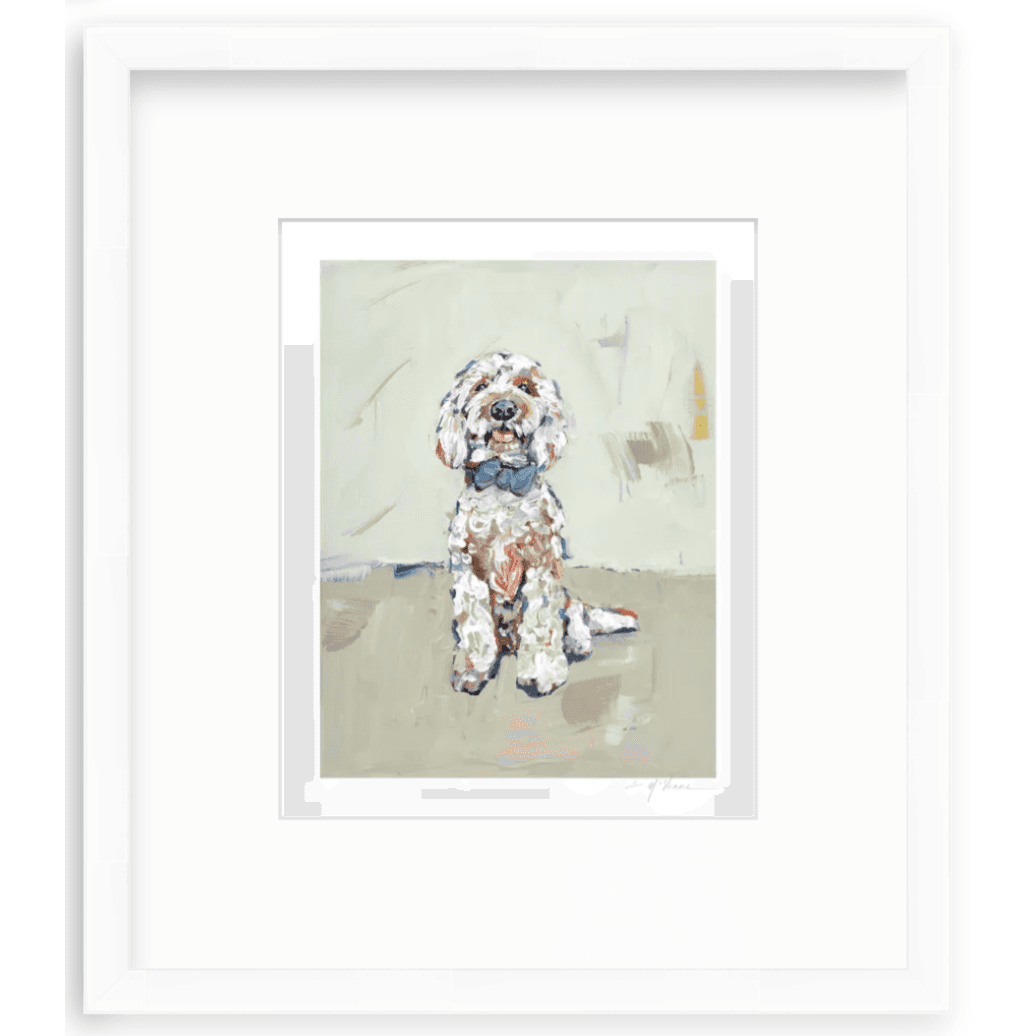 Goldendoodle Blue Bow Fine Art Print