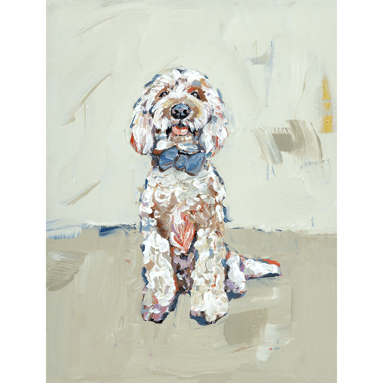 Goldendoodle Blue Bow Fine Art Print