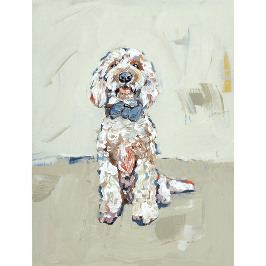 Goldendoodle Blue Bow Fine Art Print