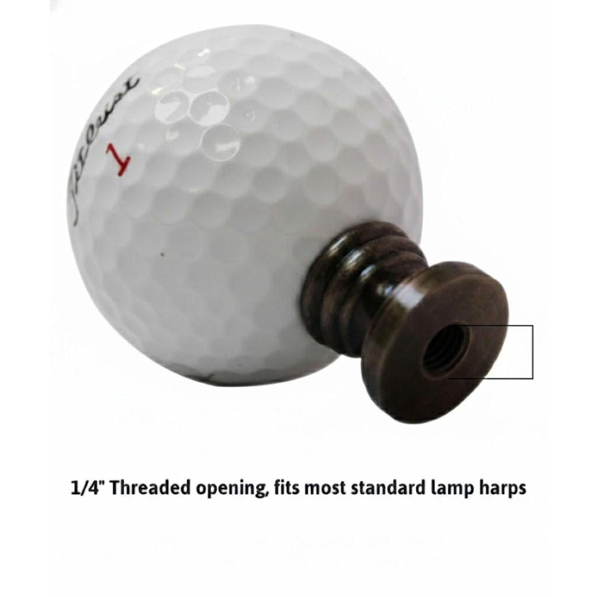 Golf Ball Lamp Finial, White, 2.25"h