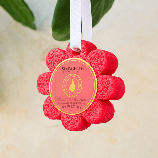 a red sponge in a flower shape