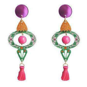 Green Christmas Ornament Earrings by Laliblue