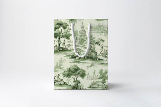 Green Toile Gift Bag | Luxury Gift Bag by JOSIL Paperie