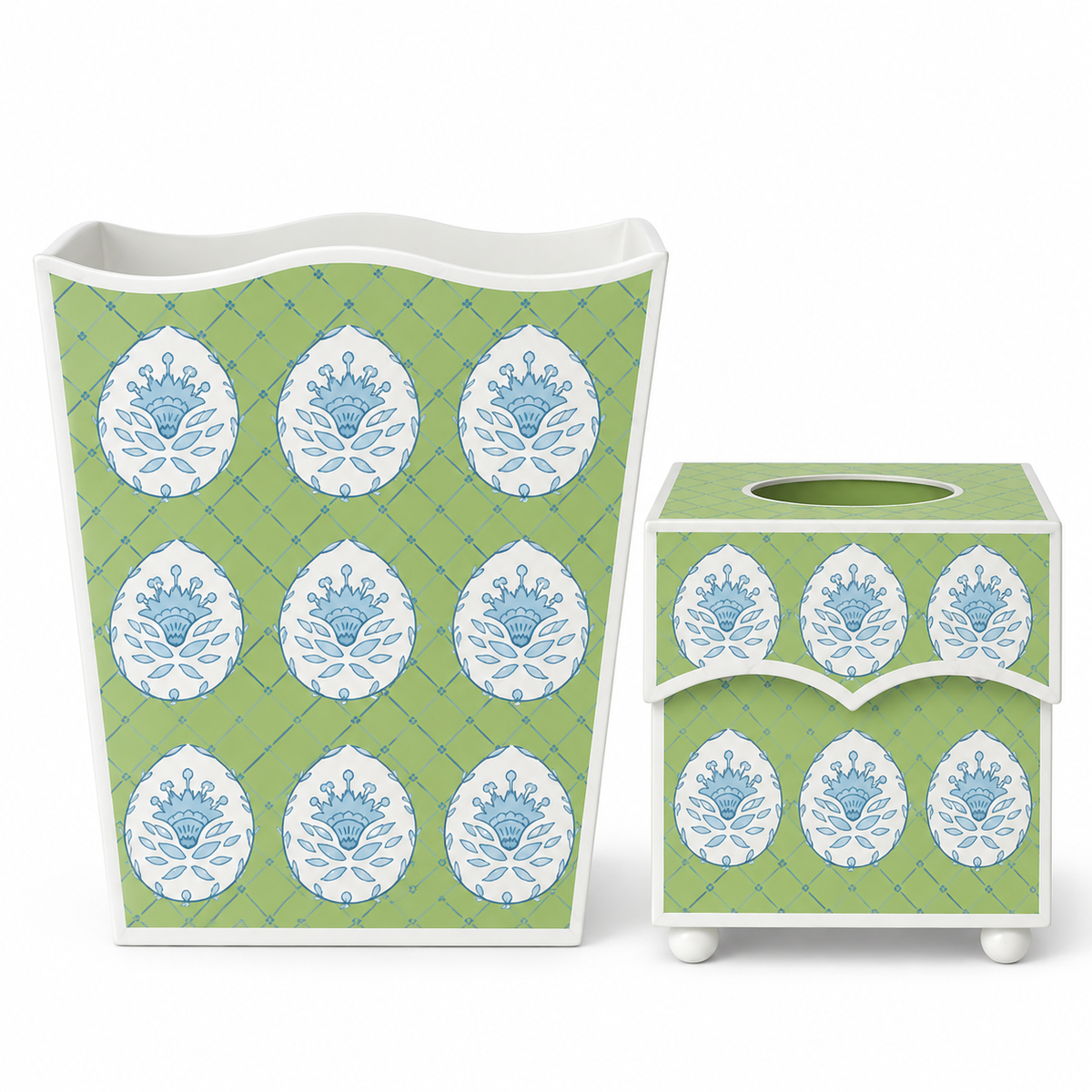 Green Meadow Crest Wastepaper Basket & Tissue (2 Options)