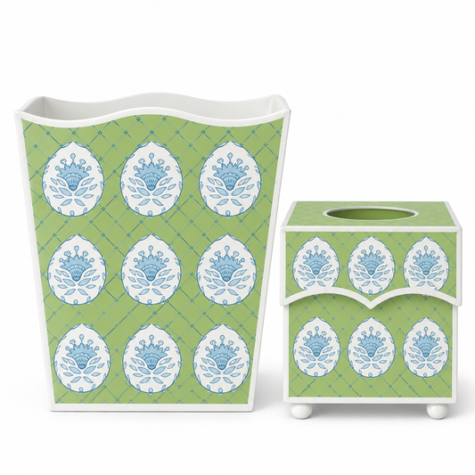 Green Meadow Crest Wastepaper Basket & Tissue (2 Options)