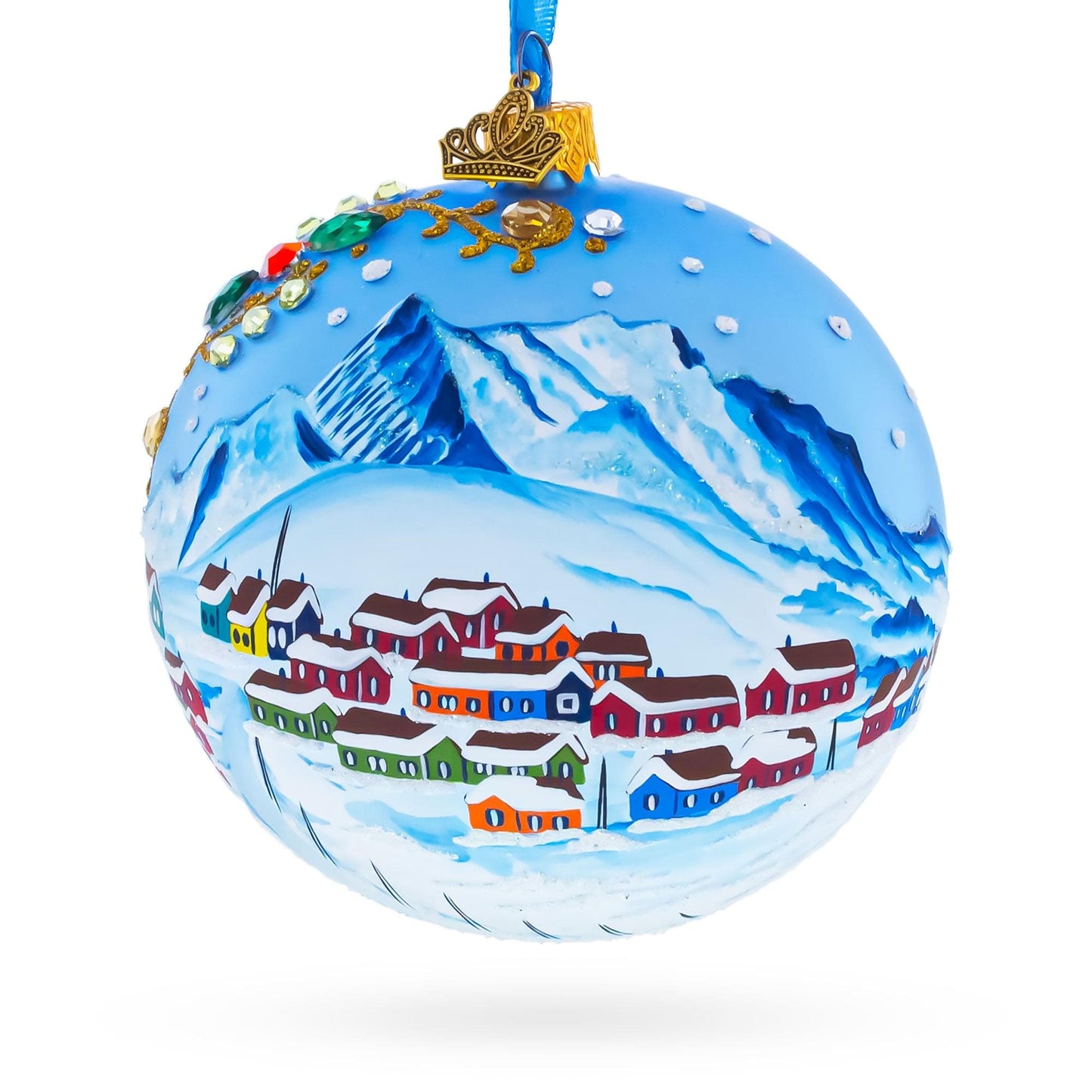 Greenland's Northern Lights Glass Ball Christmas Ornament