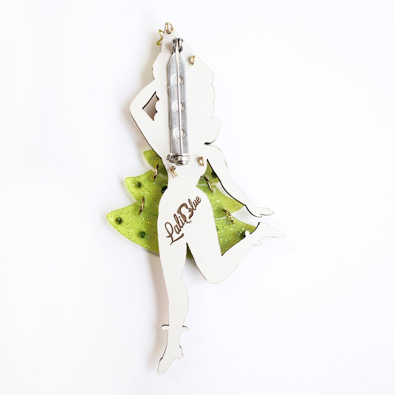 Grinchy Girl Christmas Brooch by Laliblue – Retro Kitschy Statement Brooch for Collectors