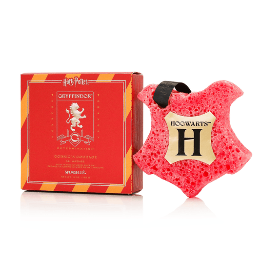 a red sponge next to a box