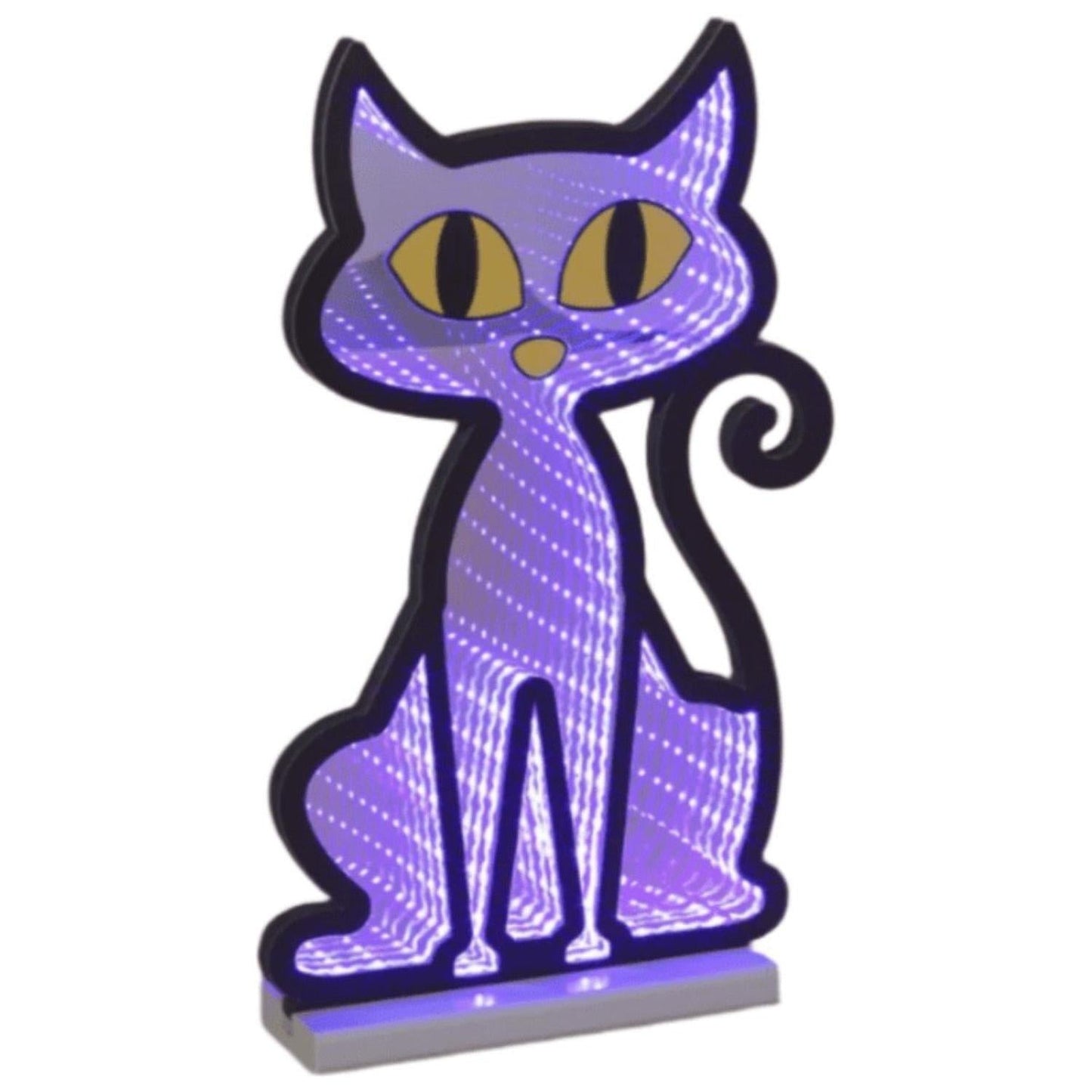 Halloween Cat Infinity Light Display 15"H