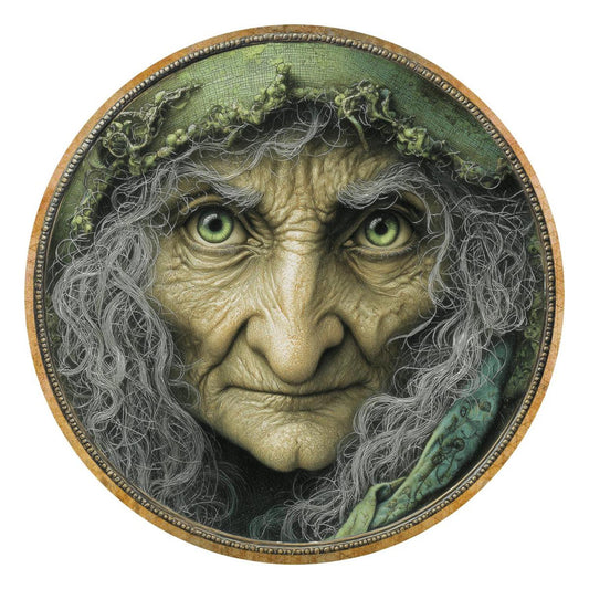 Halloween Green Witch Face Metal Sign