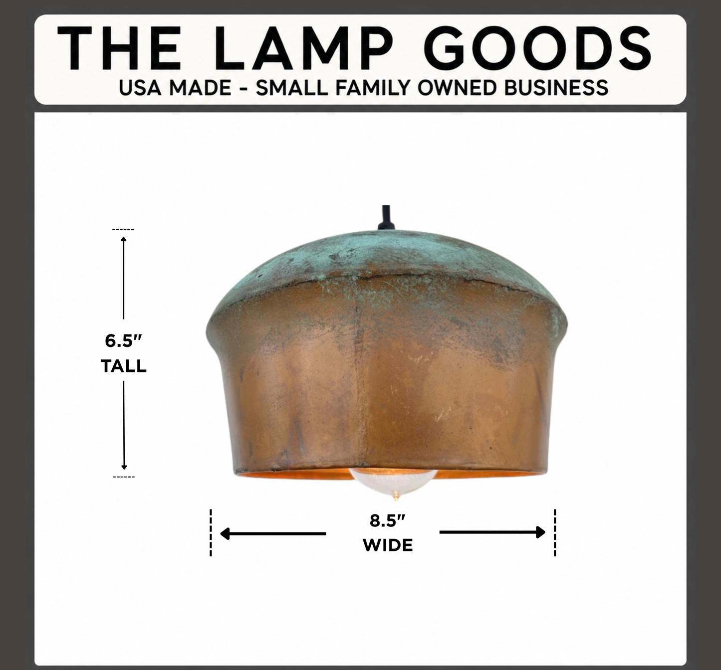 Handcrafted Copper Pendant Light | 8.5" | Farmhouse Kitchen Pendant