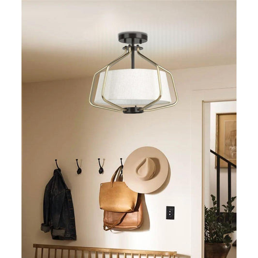 Hangar 2-Light 16"w Semi-Flush Mount/Pendant Convertible Light Fixture Antique Bronze by Progress