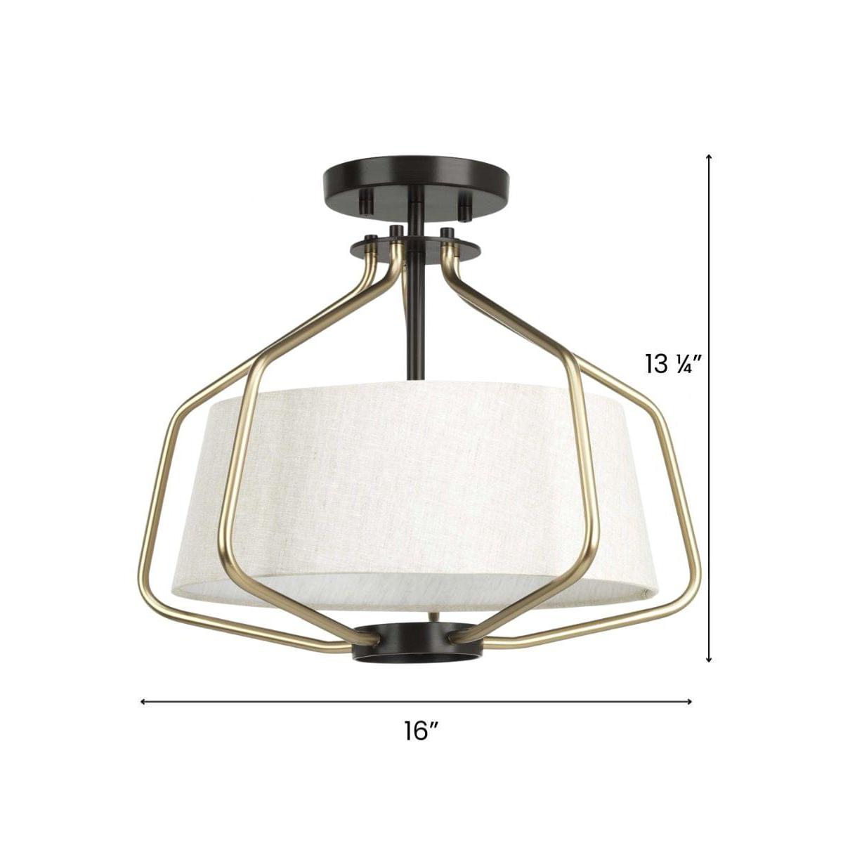 Hangar 2-Light 16"w Semi-Flush Mount/Pendant Convertible Light Fixture Antique Bronze by Progress