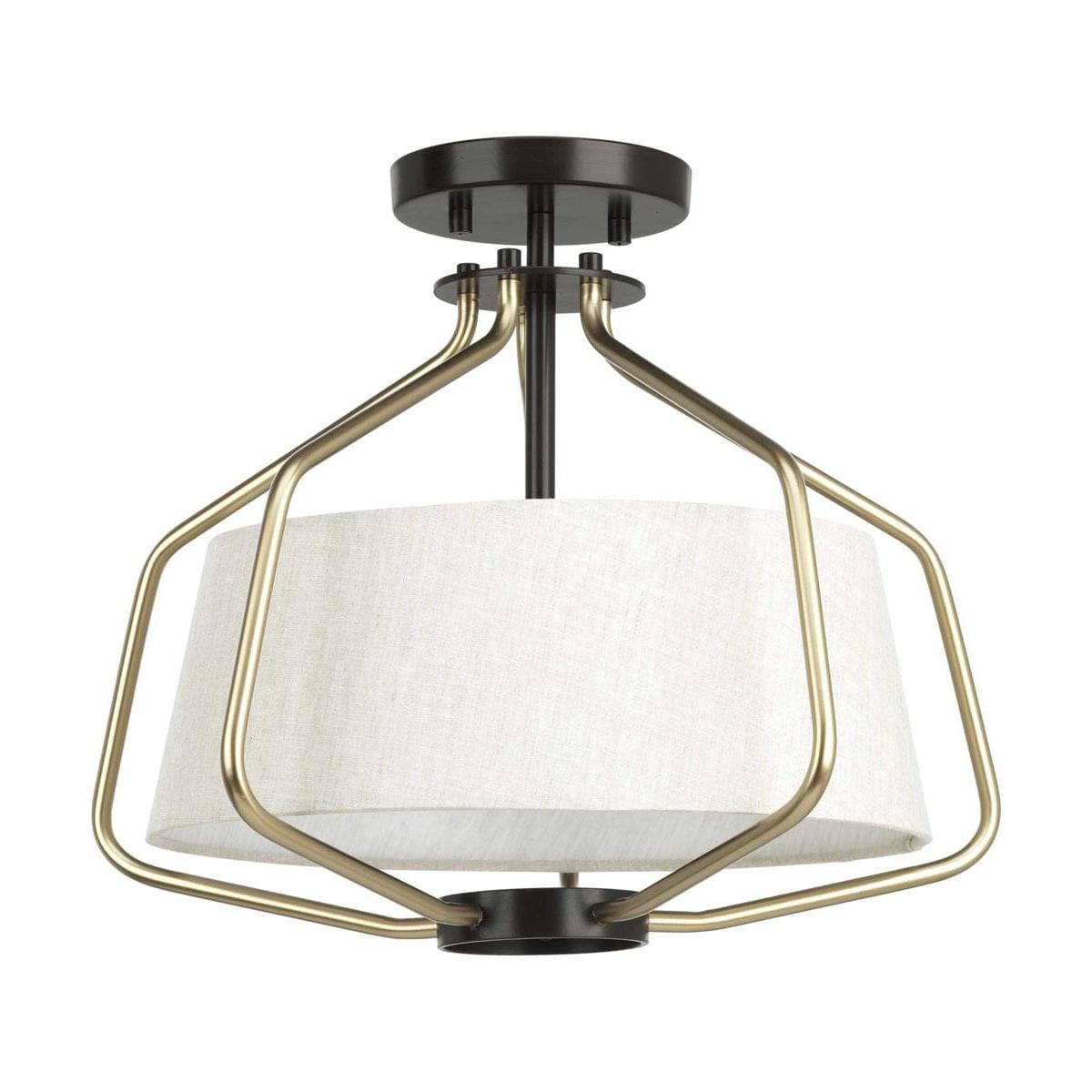 Hangar 2-Light 16"w Semi-Flush Mount/Pendant Convertible Light Fixture Antique Bronze by Progress