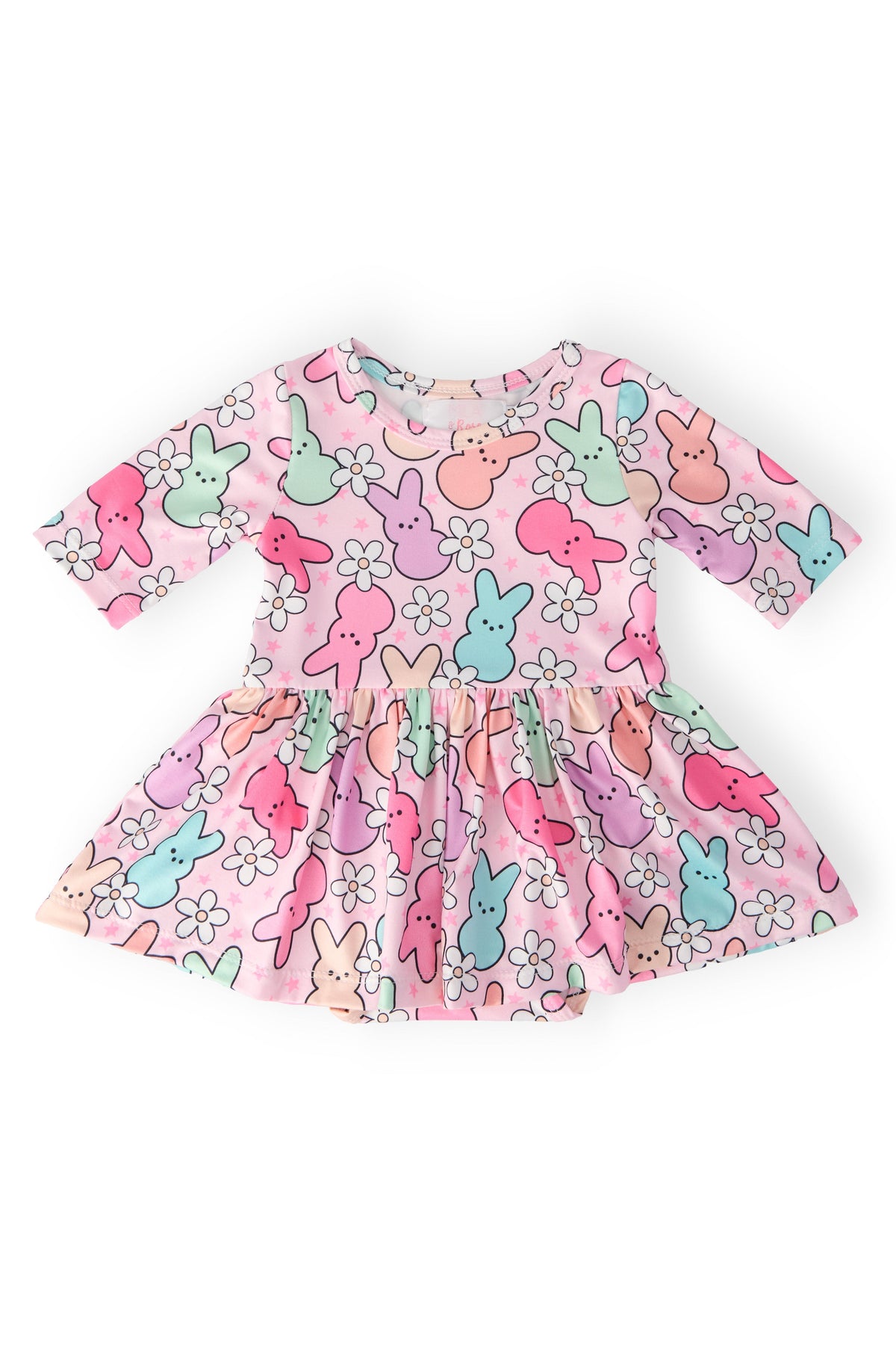 a pink dress with bunny designs