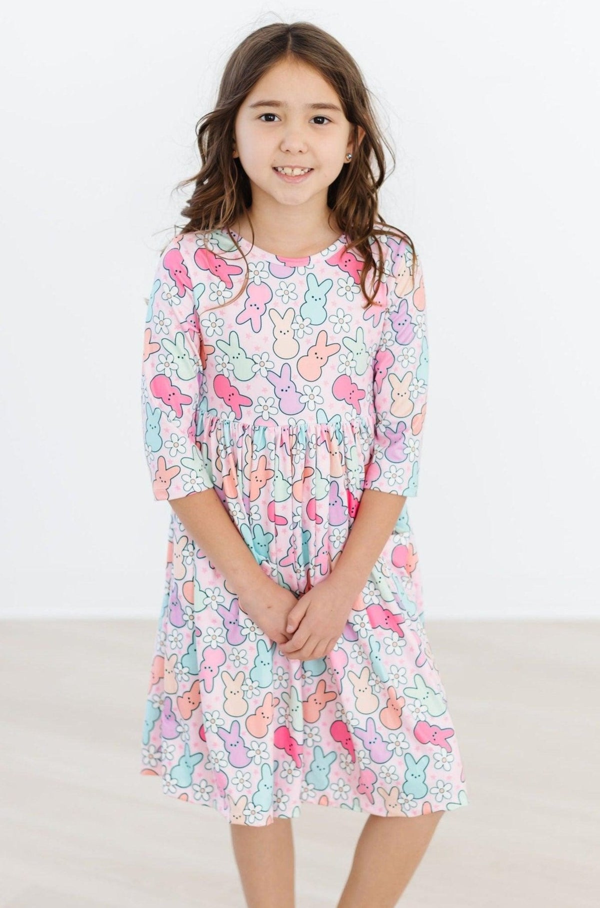 a girl in a dress