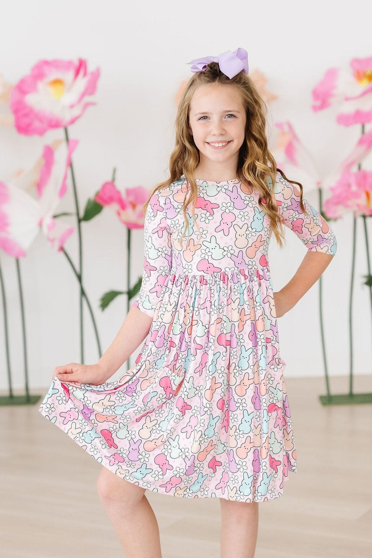 a girl in a dress