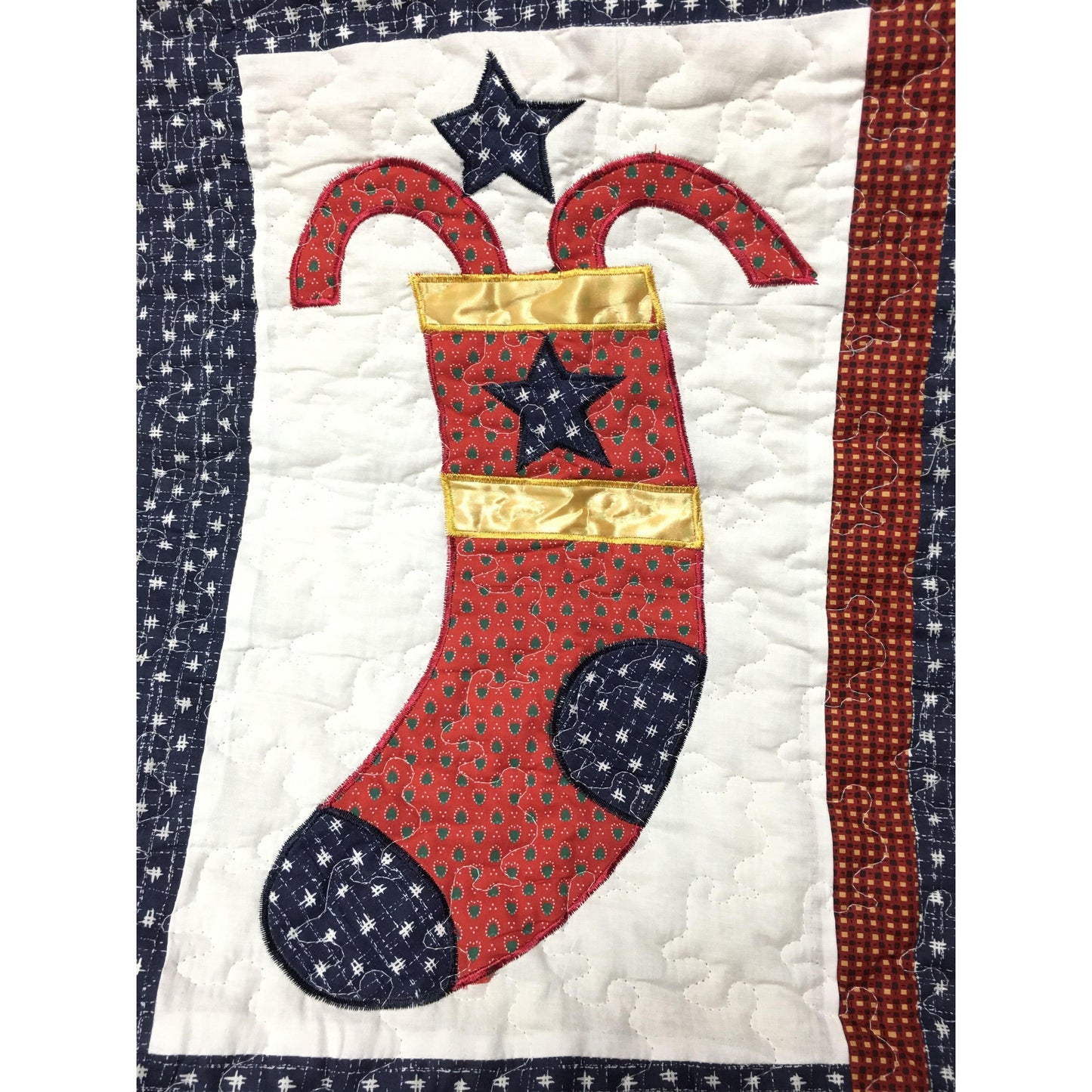 Happy Christmas Cotton Quilted Reversible Throw Blanket