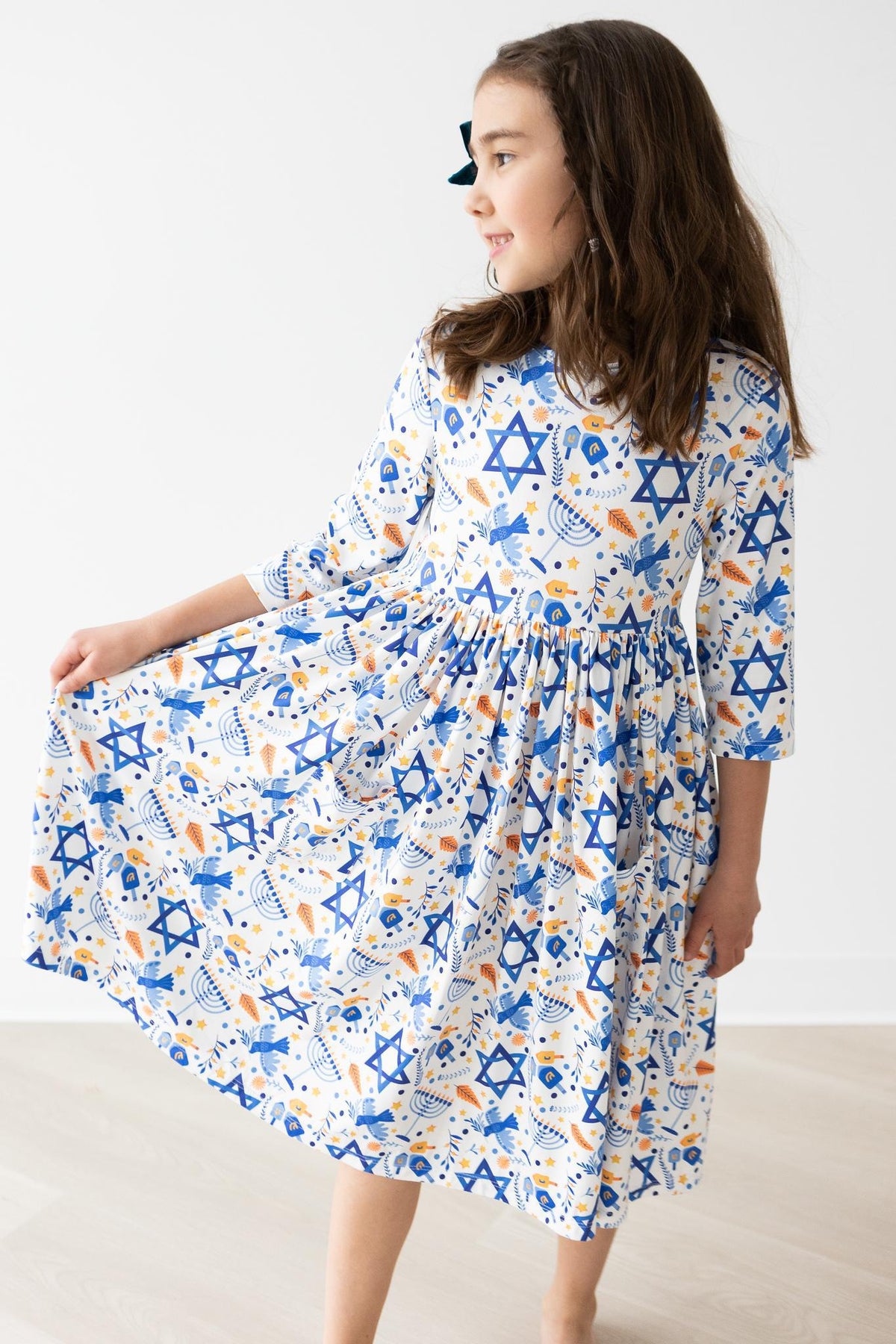 a girl in a dress