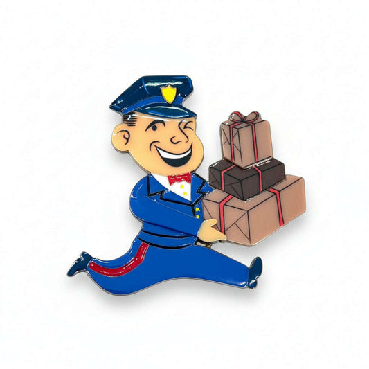 a cartoon character holding presents