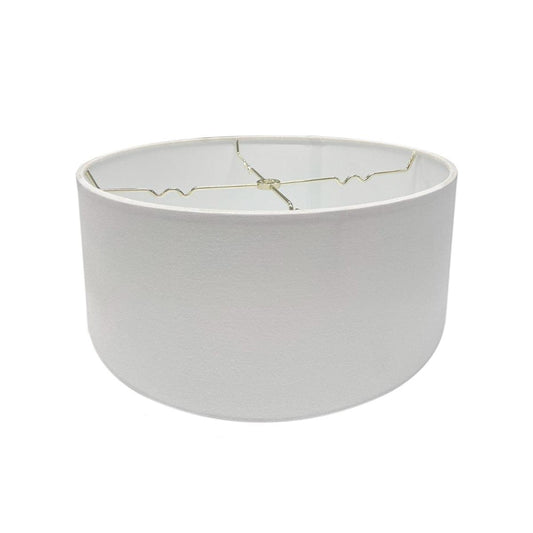 Hardback Shallow Drum Lampshade White Linen Fabric, 14x14x7