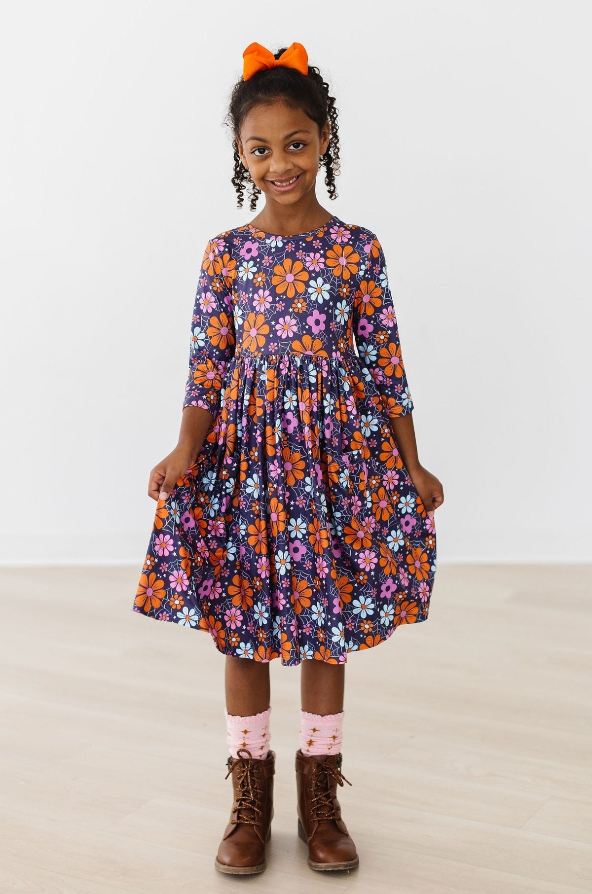 a girl in a dress