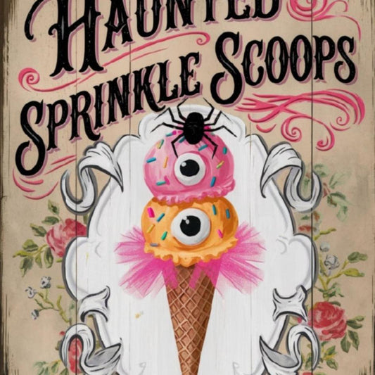 Haunted Sprinkle Scoops Halloween Sign