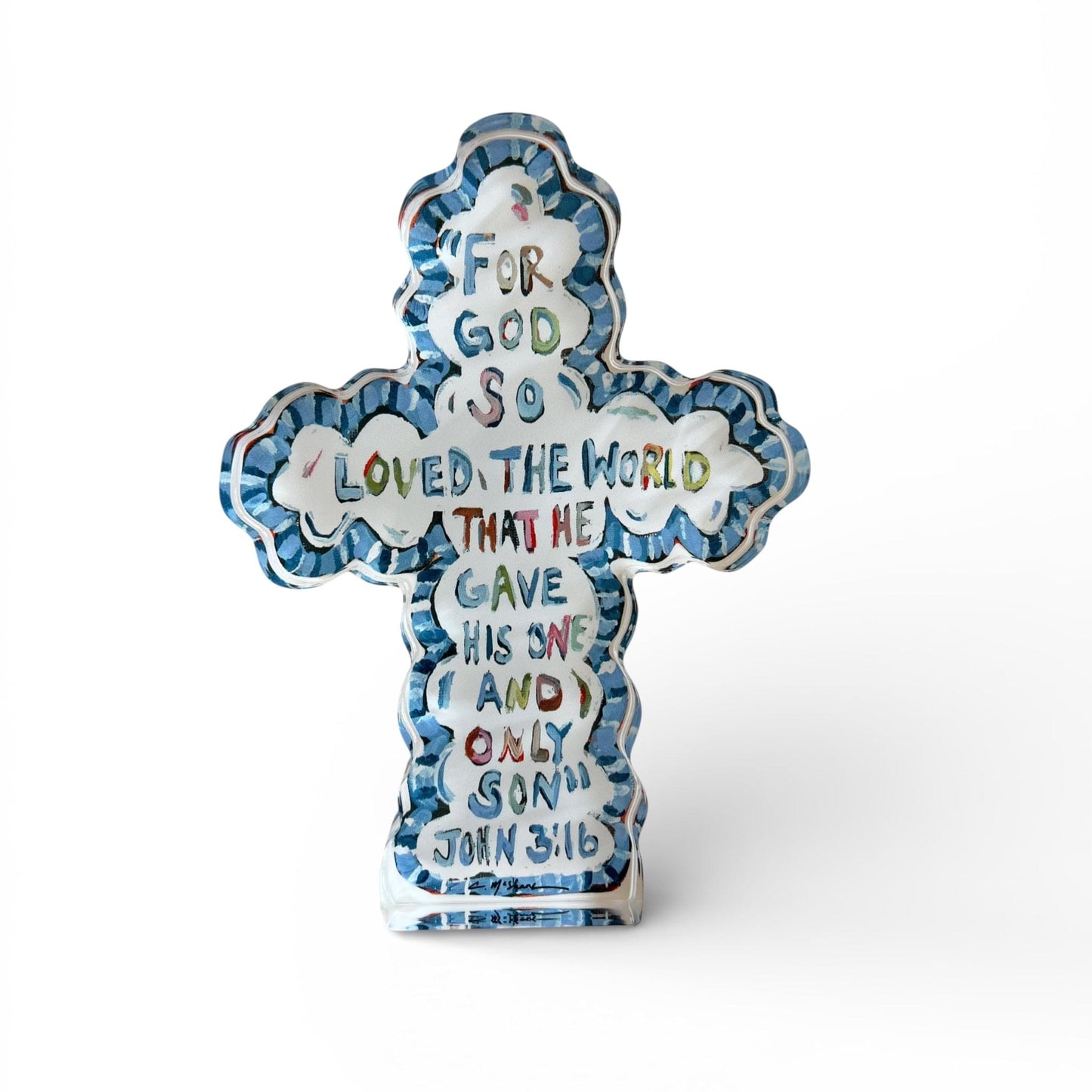 He Saved Cross Acrylic Tabletop Art