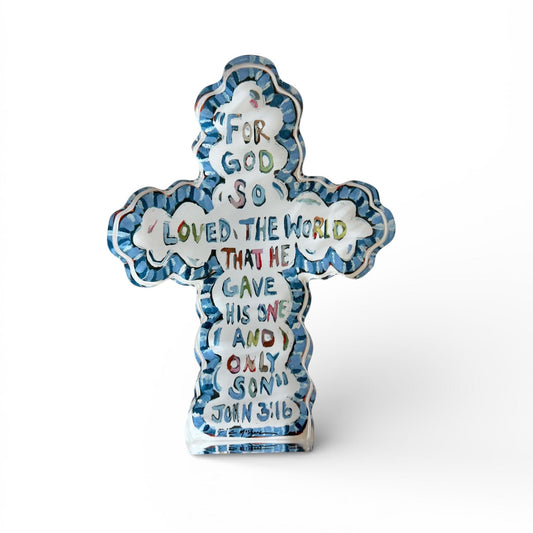He Saved Cross Acrylic Tabletop Art