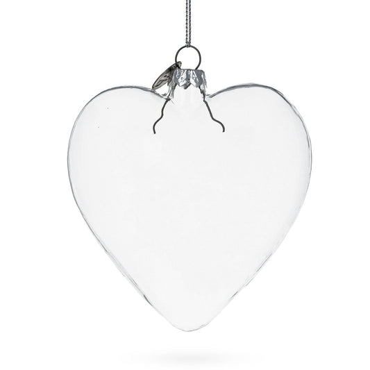 Heart Shape Clear Glass Christmas Ornament 4.1 Inches