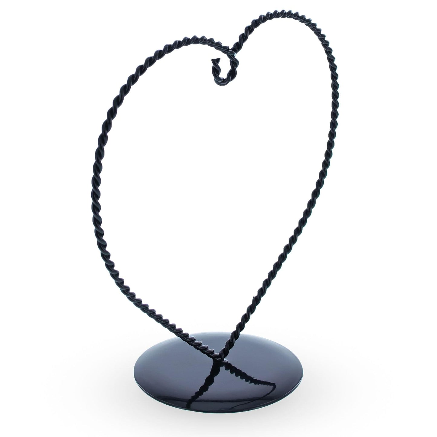 Heart-Shaped Twisted Black Painted Metal Ornament Display Stand 6.2 Inches
